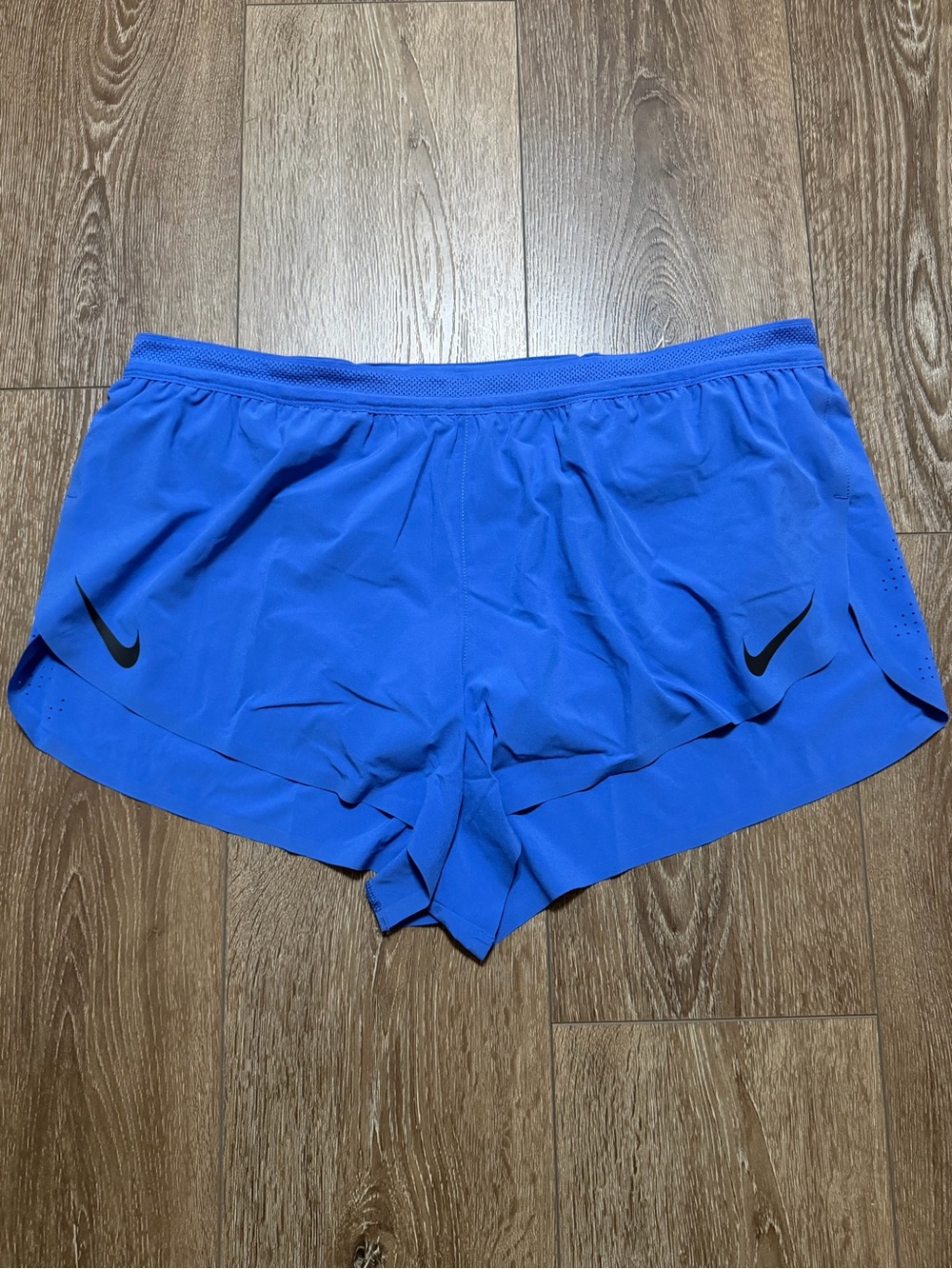 Nike Blue Athletic Running Shorts with Black Swoosh